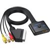 CAMWAY Convertitore RCA e SCART a HDMI 1080P con Selettore 4:3/16:9 | Adattatore Video Composito a HDMI con Ingressi Commutabili, Cavo SCART Fisso da 1,5m e HDMI da 0,5m per Wii, PS2, DVD e VCR