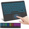 SOPPY Tastiera Bluetooth Portatile Retroilluminata con Touchpad, Mini Tastiera Ricaricabile per iPad 9.7/iPad 10.2/iPad Air/Pro/Samsung Tab/Lenovo Tab/iOS/Android/Windows, Layout Italiano (Nero)