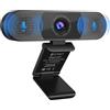 EMEET Webcam C980PRO, con microfono e altoparlante, con protezione dell'obiettivo, campo visivo a 90°, autofocus, plug and play, webcam ideale per PC, squadre, conferenze