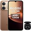 XIAOMI REDMI 17C 5G 4+128GB, marrone, con cuffie nere