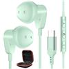 ACANDYA Cuffie USB C con Microfono per iPhone 18 pro max 17 16e /Pixel 10a,verde | Auricolari con Filo USB C per xiaomi REDMI Note 17 15C POCO X8 Pro/Galaxy S26 A16 A26 A56 A57 5G S25FE /oppo A7 Pro Max 5G