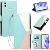 Generico DayQiQiPu Custodia per Honor 10 Lite (6,21 Pollici) Cover in Pelle PU con Colori Dopamina Custodia a Portafoglio Ribaltabile Antiurto Caso con Cinturino da Polso, Verde