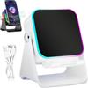 Knubbuf 5-in-1 Wireless Induction Bluetooth Speaker with Adjustable Phone Stand, 5000mAh Power Bank for Android and iPhone, Hi-Fi Stereo Sound & 8 RGB light Modes, Portable Audio Dock For Tablet (White)