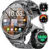 LIGE Batteria 1400mAh Smartwatch Uomo Militare, Display HD 1,7, Torcia LED, Chiamate Bluetooth, 110+ Modalità Sportive, IP68 Waterproof, Smart Watch for Android iOS, 2 Cinturini, Nero