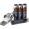 DZ 4x Batterie Ricaricabili AAA Ministilo Litio 1.5V, Pile Ricaricabili USB-C 750mWh, Ricarica Diretta, 2 Cavi Doppi Inclusi, per Telecomando e Mouse, Garanzia ITA