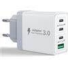 Aioneus Caricatore USB C 40W 4-Porto Rapido Presa USB multipla PD & QC3.0 Caricabatterie Veloce, Spina Alimentatore Spinotto Carica Adattatore Cellulare per iPhone 17 16 15 14 13 12 11 18 Pro Max Samsung