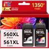 st@r ink Starink PG-560/CL-561 XL Compatibile con Cartucce Canon 560 561 XL Multipack (1 Nero, 1 Colore) per Pixma TS5350 TS5351 TS5352 TS5353 TS7450 TS7451 TS5350i TS5350a TS7450a TS7450a TS7450i