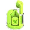 Genérico Auricolari Bluetooth 5.3 senza fili con design trasparente schermo LED digitale Driver HD+ Bass da 13 mm ENC 30 ore di riproduzione ricarica rapida IPX7 resistente al sudore (verde)