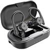 APEKX Cuffie Bluetooth True Wireless con custodia di ricarica Audio stereo impermeabile IPX7 Microfono incorporato in-ear Bassi profondi per lo sport Running Nero
