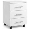 Marvin Cassettiera Ufficio Chest 3 Cassetti con Ruote per Scrivania, Bianco | Organizzazione salvaspazio per documenti e accessori
