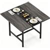 COSTWAY Tavolo da Pranzo Piccolo Moderno (Grigio) | Tavolo da Pranzo Quadrato per 4 Persone con Piano Rinforzato e Struttura Metallica Robusta, 100 x 100 x 75cm