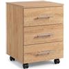 Marvin Cassettiera Ufficio Chest 3 Cassetti con Ruote per Scrivania, Rovere | Organizzazione salvaspazio per documenti e accessori