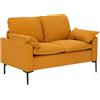 HOMCOM Divano A 2 Posti Rivestito In Velluto Moderno Con Gambe In Metallo Braccioli Imbottiti Per Soggiorno Camera Da Letto Ufficio 130 X 77 X 84 Cm Giallo