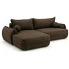 Robin Inspire Divano Angolare, Divano Letto Enario Sinistro Marrone | Sofa Convertible a Forma di L con Contenitore, Rivestimento Bouclé Quelle, Superficie Letto 210 x 140 cm, Meccanismo DL