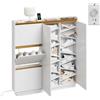 SoBuy Scarpiera Salvaspazio Slim 15cm con stazione di ricarica, 14 Paia | Scarpiera Ingresso con Presa, USB e Type-C, Mobile Porta Scarpe con 3 Ante a Ribalta e Ripiani, 121x15x126 cm, FSR229-E-WN