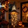 KQUBIVZ Lighted Witch Hat Hanging Chime,halloween Witch Hat Glow Pendant(A) | hanging witch hat star garland halloween decor,glowing witch hat ornament wind chime pendant lamp
