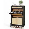 Garvee Scarpiera stretta salvaspazio da ingresso 60×24×102 cm - 2 ante a ribalta + 1 cassetto - ripiani regolabili - legno con frontale in lino e gambe in metallo, mobile chiuso per corridoio -