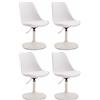 CLP Set di 4 sedie da pranzo Maverick in plastica I Poltrone con base a tromba I Altezza regolabile e girevole, Colore: bianco, Colore del telaio: bianco