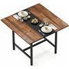 COSTWAY Tavolo da Pranzo Piccolo Moderno (Marrone) | Tavolo da Pranzo Quadrato per 4 Persone con Piano Rinforzato e Struttura Metallica Robusta, 100 x 100 x 75cm