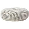 Homescapes cestino portaoggetti rotondo intrecciato in maglia bianco sporco 100% cotone, Tessuto, bianco, Pouf Rond 70 x 23 cm