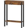 HOOBRO Tavolo Console Stretto da 60 cm, 2 Ripiani Aperti | Consolle Ingresso per Soggiorno, Corridoio e Dietro Divano, Marrone Vintage e Nero