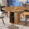 Merax Tavolo da pranzo allungabile con vano portaoggetti, tavolo da pranzo rotondo, 118-158 cm, allungabile da rotondo a ovale, tavolo da cucina con ante scorrevoli e 2 ripiani, MDF effetto noce/nero