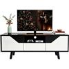 houcheyai Mobile TV 120cm, Mobile per TV con Gestione dei Cavi, Mobile Porta TV fino a 50 Pollici, Mobili per Moderni con 1 Cassetto, 2 Ante Dell'armadio, Mobiletto TV per Soggiorno, Camera da Letto.