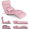 SOARS Poltrona Relax, Sedia Pieghevole da Pavimento, Divano Letto da Terra con Cuscino e Schienale Regolabile in 5 Posizioni, Sedia Imbottita Relax per Soggiorno, Camera da Letto (Rosa)