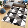 TAPISO Maya Tappeto Pelo Corto Quadrati Grigio Scuro 180 x 250 cm | 100% Polipropilene, altezza pelo 8 mm, tessuto