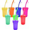 Cisolen 8 bicchieri di plastica riutilizzabili, 380 ml, con coperchio e cannucce, per feste, da viaggio, per caffè freddo