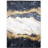 TAPISO Toscana Tappeto Pelo Corto Stampato Grigio Scuro Gold 200 x 300 cm | 100% Poliestere, altezza pelo 6 mm, stampato