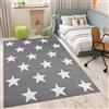 TAPISO Luxury Tappeto Pelo Corto Bambini Stelle Sfondo Grigio 200 x 300 cm | 100% Polipropilene, altezza pelo 8 mm, tessuto