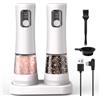 ZQIN Set di 2 Elettrico Per Sale e Pepe, Macinapepe Automatico (Bianco) | illuminazione a LED, Macinino Regolabile, Grande Capacità ideale Per Cucina e Barbecue