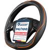 Upgrade4cars Coprivolante Tipo D Arancione Nero Finta Pelle 37-38 cm | Forma a D | Finta pelle trapuntata | Retro antiscivolo | Diametro 37-38 cm