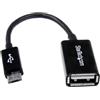 StarTech Adattatore Host OTG Micro-USB a USB-A 12cm M/F, Nero (UUSBOTG) | Collega mouse, tastiere e chiavette USB allo smartphone, Connettore M/F