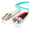 1aTTack.de 1x 1m OM3 LWL DX Cavo patch DUPLEX LC/UPC - ST/UPC MM MULTIMODALE - 50/125 µm LSZH acqua