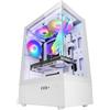 Mars Gaming MC-XO, Case Gaming ATX, Doppio Vetro Temperato Continuo a 90°, Ventola FRGB 12cm, Sistema di Raffreddamento SIDECOOL, Semitower Design a Doppia Camera, Ampia Capacità Interna, Bianco