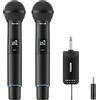 TONOR Microfono Wireless Professionale, Sistema Microfono Ricaricabile Bluetooth, Microfono Dinamico in Metallo UHF 2x25 per Karaoke, Chiesa, Canto, Matrimonio, Riunione, Mute con Clic, 100 M, TW720
