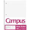 Kokuyo Campus, fogli di carta sfusi per raccoglitori a 3 anelli, 20,6 x 28 cm, carta a righe larghe, 100 fogli, carta liscia giapponese previene lo spargimento dell'inchiostro, fornitore scolastico