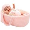 Bambola bebè vestita di rosa con navicella e borsa ELEGANCE GADI 33 CM