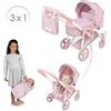 DECUEVAS Carrozzina per bambole pieghevole 3 in 1 SOPHIE 81675