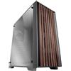 Case PC mid tower con pannello laterale in vetro cromato e frontale in legno MC-