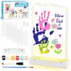 EFFILUMLUX Kit Impronta Mani e Piedi Neonati per 4 Persone, Kit Impronte Mani Famiglia Con Base LED Illuminata, Neonati Ideale Regalo per Nascita, Nuovi Genitori, Battesimo Bimbo