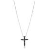 GV GIOIELLI DI VALENZA Collana in oro bianco 18k con pendente a croce e diamanti neri.