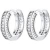 Richsteel Orecchini Uomo Cerchio Argento Oro Diamante Ago in Argento 925 | Larghezza 3/4,5/6 mm, zirconi bianchi saldamente incastonati, impermeabile e ipoallergenico, lucentezza abbagliante