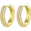 Richsteel Orecchini Uomo Cerchio Argento Oro Diamante Ago in Argento 925 | Larghezza 3/4,5/6 mm, zirconi bianchi saldamente incastonati, impermeabile e ipoallergenico, lucentezza abbagliante