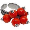 Generico Coralli di Sardegna Anello Corallo Rosso Pallini 8mm Filigrana Argento Brunito Regolabile