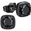 Richsteel Orecchini Uomo Donna Diamante Brillantino Argento S925 Perno | Quadrati & Rotondi, 0.5/1 Carati Zirconi Cubici, Nero Bianco, Ipoallergenici