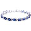 Gulicx Oro Bianco sfumato con Zirconia cubica Colore Zaffiro Blu Cristallo Braccialetto Romano Bracciale Tennis Catena a Maglia