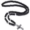Vnox Collana lunga di legno lungo croce rosario croce rossa catena cristallo catena pendente croce per uomini donne